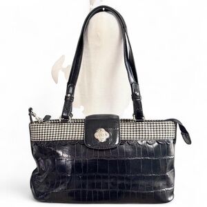 Vintage MC Marc Chantal Houndstooth & Croc Shoulder Bag